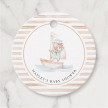 Sailor Bear Tan Stripe Baby Shower