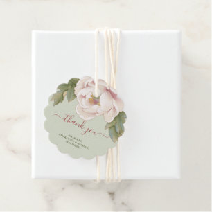 Etiquetas Para Recuerdos Salvia y Peonía Floral de Rosa Gracias Boda