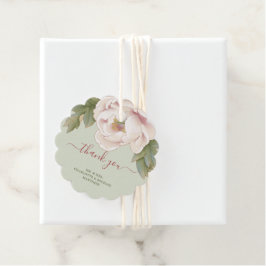 Etiquetas Para Recuerdos Salvia y Peonía Floral de Tonos Rosados Agradecimi