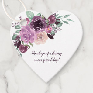 Etiquetas Para Recuerdos Sangria Purple Mauve Boda del Corazón Floral
