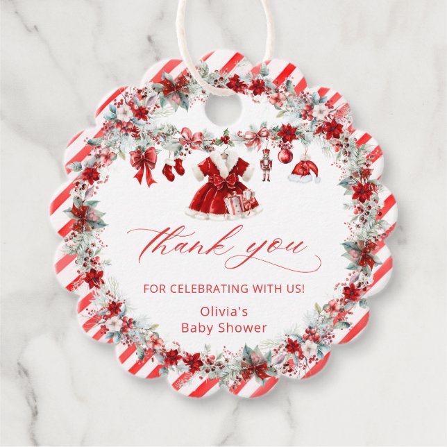 Etiquetas Para Recuerdos Santa Baby Clothes Baby Shower Gracias (Anverso)