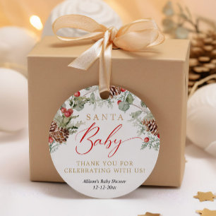 Etiquetas Para Recuerdos Santa Baby Rustic Winter Greeneration baby ducha