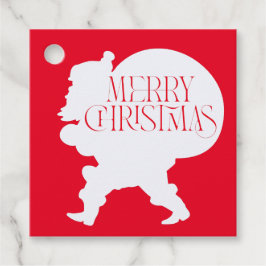 Etiquetas Para Recuerdos Santa Silhouette De Navidad De La Feliz De Rosas R
