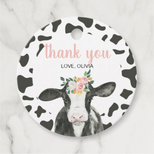 Etiquetas Para Recuerdos Santo Vaca Soy un Pink Gingham floral Cumpleaños