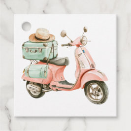 Etiquetas Para Recuerdos Scooter Costero Rosa y Aqua Adorable
