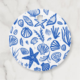 Etiquetas Para Recuerdos Seashells Beach Wedding Blue White PERSONALIZADO