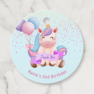 Etiquetas Para Recuerdos Segundo cumpleaños mágico de Rainbow Unicorn