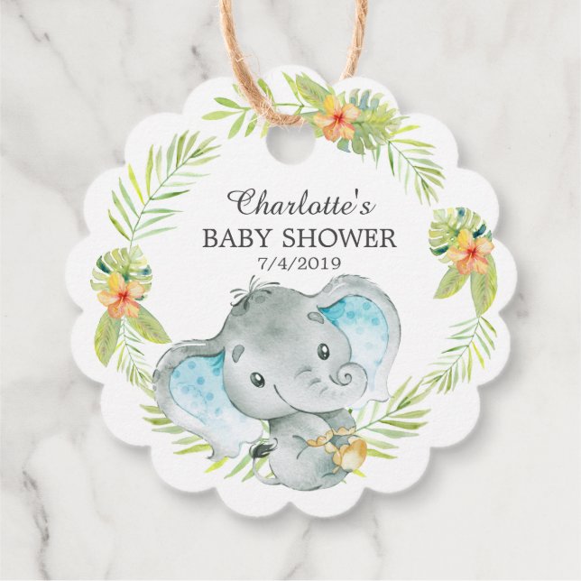 Etiquetas Para Recuerdos Selgle Boy Elephant Baby Shower Favor Gift Etiquet (Reverso)