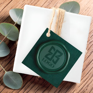 Etiquetas Para Recuerdos Sello de cera verde esmeralda falso logotipo perso