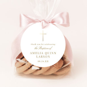Etiquetas Para Recuerdos Sencilla elegancia del Baptismo de la Cruz de Oro