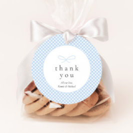 Etiquetas Para Recuerdos Sencillo Bow Blue Plaid