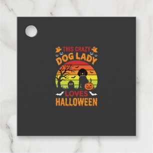 Etiquetas Para Recuerdos Señora Perro Loco Ama Diseño Antiguo de Halloween