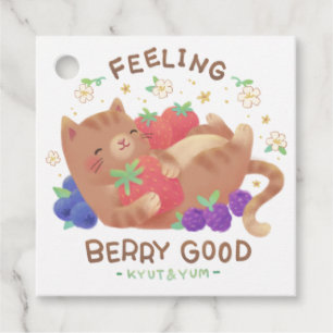 Etiquetas Para Recuerdos Sensación de Berry Good: Gato lindo con bayas