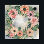 Etiquetas Para Recuerdos Serene Garden Wreath: Elegancia Floral Pastel<br><div class="desc">Descubra la relajante elegancia de nuestro diseño "Serene Garden Wreath". Esta hermosa pieza cuenta con un fondo acuático en suaves tonos azules y suaves de color gris-amarillo, creando un entorno sereno para tu evento. En el corazón del diseño, una delicada corona de verdes frondosos rodea las encantadoras rosas rosas rosas...</div>