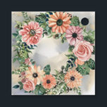 Etiquetas Para Recuerdos Serene Garden Wreath: Elegancia Floral Pastel<br><div class="desc">Descubra la relajante elegancia de nuestro diseño "Serene Garden Wreath". Esta hermosa pieza cuenta con un fondo acuático en suaves tonos azules y suaves de color gris-amarillo, creando un entorno sereno para tu evento. En el corazón del diseño, una delicada corona de verdes frondosos rodea las encantadoras rosas rosas rosas...</div>