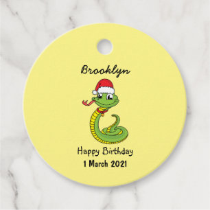 Etiquetas Para Recuerdos Serpiente verde suave con personalizado de sombrer