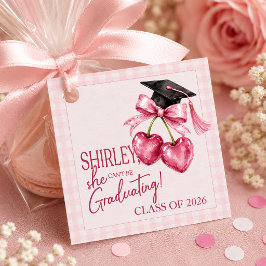Etiquetas Para Recuerdos Servilletas de Graduación de Cereza, Coquette Rosa