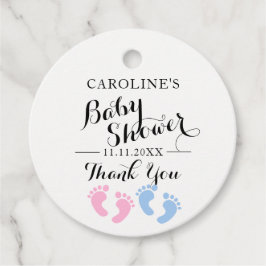 Etiquetas Para Recuerdos Sexo de los pies del bebé revela Baby Shower azul 