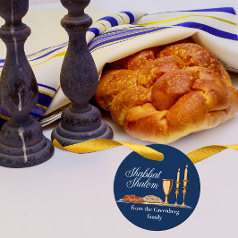 Etiquetas Para Recuerdos Shabbat Shalom Personalizado Blue Sabbath Dinner