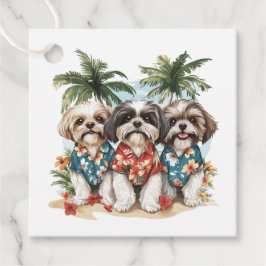 Etiquetas Para Recuerdos Shih Tzu Dogs con Camisetas hawaianos
