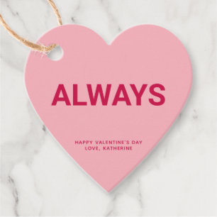 Etiquetas Para Recuerdos Siempre corazón rosado divertido lindo El día de S
