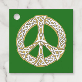 Etiquetas Para Recuerdos Signo de paz celta dorada y blanca