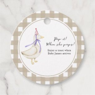 Etiquetas Para Recuerdos ¡Silly Goose Baby Shower Pop! Cuando aparece