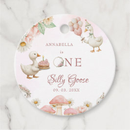 Etiquetas Para Recuerdos Silly Goose Flower Garden champiñón Primer cumplea