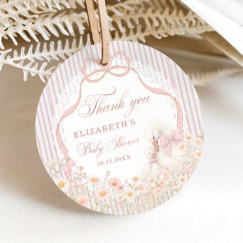 Etiquetas Para Recuerdos Silly Goose Lace Wildflower Pink Baby Shower