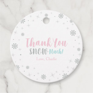 Etiquetas Para Recuerdos Silver, Pink & Blue Invierno Onederland Gracias