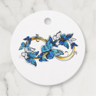 Etiquetas Para Recuerdos Símbolo infinito de mariposas Morpho azules