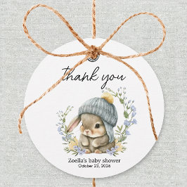 Etiquetas Para Recuerdos Simple Bunny Rabbit Baby Shower Favor Tag