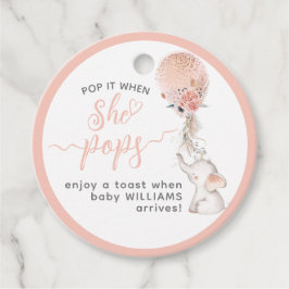 Etiquetas Para Recuerdos Simple Elephant & Balloon Baby Shower She Pops