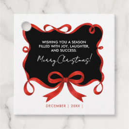 Etiquetas Para Recuerdos Simple Logotipo Negro Feliz Navidad Cinta Roja
