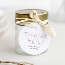 Etiquetas Para Recuerdos Simple Tipografía Floral Baby Shower Gracias