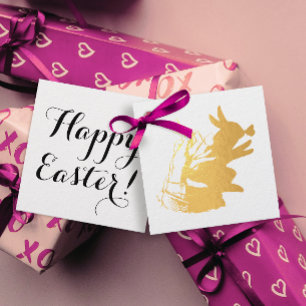 Etiquetas Para Recuerdos Simple Vintage Happy Easter Bunny Butterfly Script