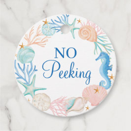 Etiquetas Para Recuerdos Sin Wreath de marea de color de agua del océano de