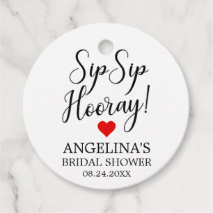 Etiquetas Para Recuerdos SIP HOORAY Bridal Shower Red Heart Gracias