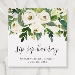 Etiquetas Para Recuerdos Sip Sip Hooray Bridal Shower Floral Elegante Blanc