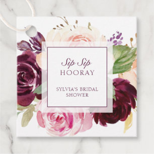 Etiquetas Para Recuerdos Sip Sip Hooray Despedida de Soltera Floral Ciruela