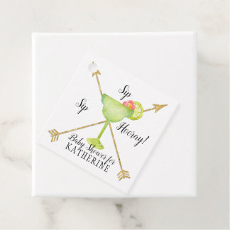 Etiquetas Para Recuerdos Sip Sip Hooray Margarita Gold y cede Baby Shower