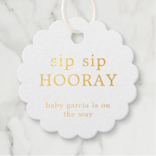 Etiquetas Para Recuerdos Sip Sip Hooray Simple Relieve metalizado dorado Ba