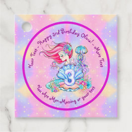 Etiquetas Para Recuerdos Sirena 3er cumpleaños Cambio Editar Texto Personal
