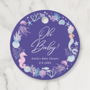 Etiquetas Para Recuerdos Sirenita acuarela bajo el mar Baby Shower