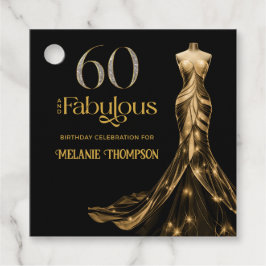 Etiquetas Para Recuerdos Sixty and Fabulous Gold Dress Black 60th Birthday