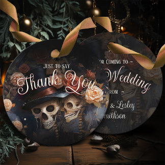 Etiquetas Para Recuerdos Skeletons para besar a Boda gótico vintage espumos