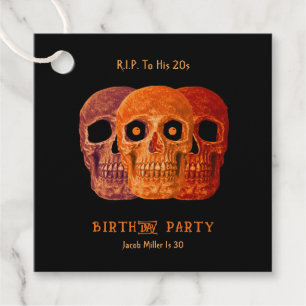 Etiquetas Para Recuerdos Skull Funny Naranja Gothic Birthday Descansa en pa