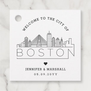 Etiquetas Para Recuerdos Skyline de Boston Boda Bienvenido Favor