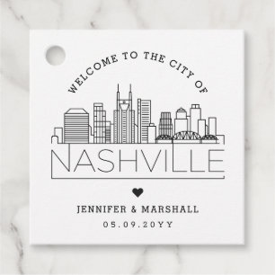 Etiquetas Para Recuerdos Skyline de Nashville Boda Favor De La Bienvenida