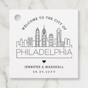 Etiquetas Para Recuerdos Skyline Philadelphia Boda Favor De La Bienvenida
